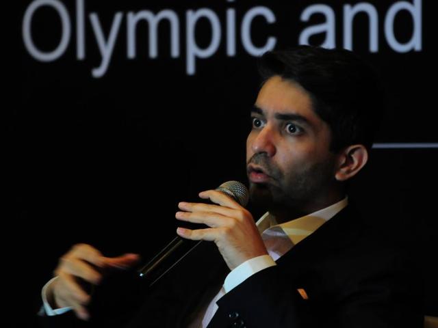 Olympic champion Abhinav Bindra at a felicitation function in Bhopal on Tuesday. (Mujeeb Faruqui/ HT photo) Olympic champion Abhinav Bindra at a felicitation function in Bhopal on Tuesday. (Mujeeb Faruqui/ HT photo)