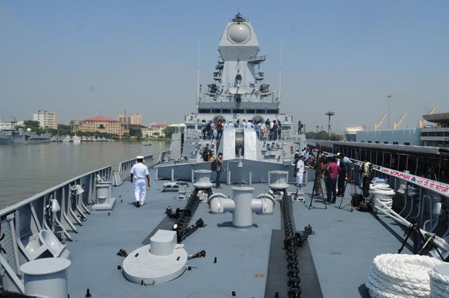 The ship’s anti-submarine arsenal consists of Indigenous Rocket Launchers (IRL), Indigenous Twin-tube Torpedo Launchers (ITTL) and bow-mounted new generation HUMSA Sonar Dome. (Hindustan Times) The ship’s anti-submarine arsenal consists of Indigenous Rocket Launchers (IRL), Indigenous Twin-tube Torpedo Launchers (ITTL) and bow-mounted new generation HUMSA Sonar Dome. (Hindustan Times)