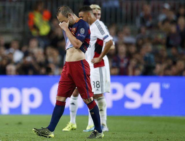 Barcelona captain Andres Iniesta walks off the pitch after being injured. (Reuters Photo) Barcelona captain Andres Iniesta walks off the pitch after being injured. (Reuters Photo)