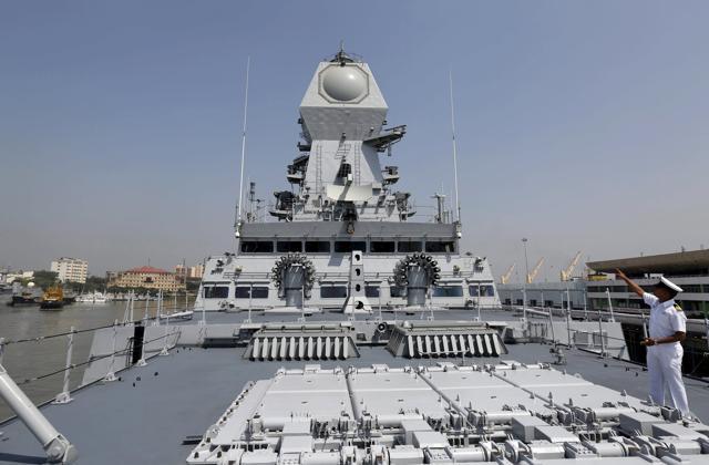 INS Kochi is the second ship in the Indian Navy to have multi-function surveillance and threat alert radar to provide information about targets for a long-range surface-to-air missile system, according to a media release. (Reuters Photo)