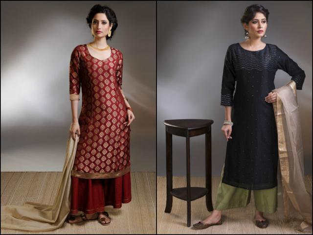 Try to pair your long kurtas with basic Punjabi juttis or kolhapuris for comfort and style. (Fab India) Try to pair your long kurtas with basic Punjabi juttis or kolhapuris for comfort and style. (Fab India)