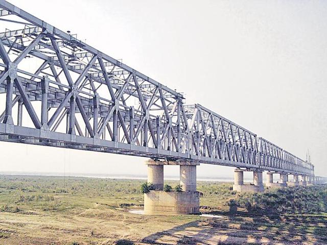 Then PM AB Vajpayee had laid the foundation of the bridge in 2002.(HT Photo)