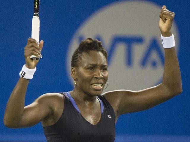 Venus Williams of the US reacts after defeating Johanna Konta of Great Britain during the women's singles quarter final of the Wuhan Open in Wuhan, China, on October 1, 2015. (AFP Photo) Venus Williams of the US reacts after defeating Johanna Konta of Great Britain during the women's singles quarter final of the Wuhan Open in Wuhan, China, on October 1, 2015. (AFP Photo)