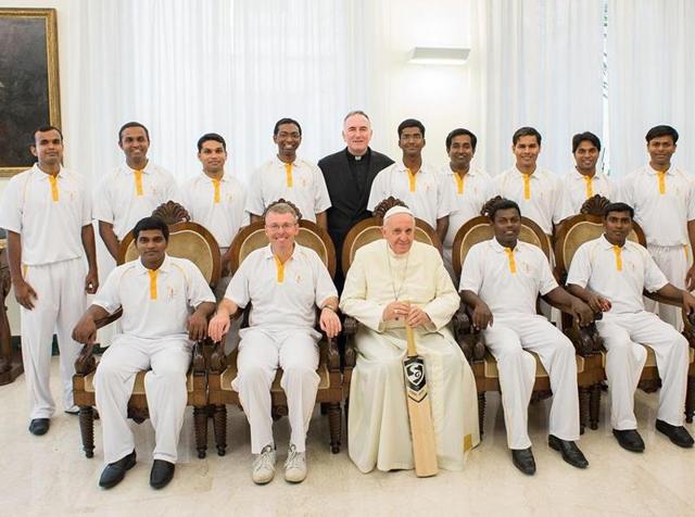 A September 10, 2014 file photo of the St Peter’s Cricket Club, with Pope Francis (seated, centre). (Photo: Facebook.com/vaticancricketclub) A September 10, 2014 file photo of the St Peter’s Cricket Club, with Pope Francis (seated, centre). (Photo: Facebook.com/vaticancricketclub)