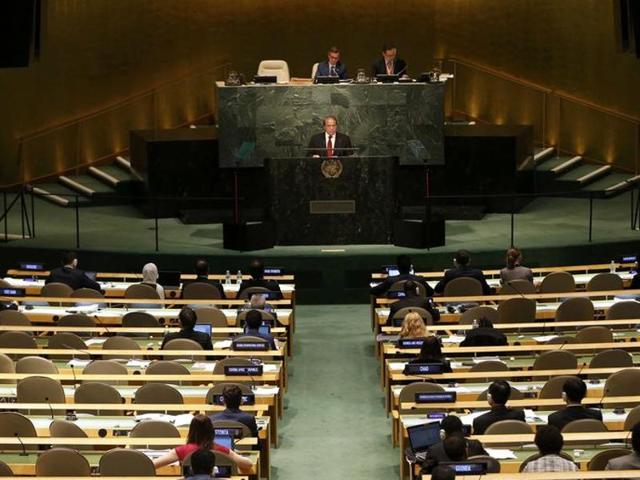 Prime Minister Muhammad Nawaz Sharif of Pakistan addresses attendees during the 70th session of the United Nations General Assembly at the UN Headquarters in New York. (Reuters Photo) Prime Minister Muhammad Nawaz Sharif of Pakistan addresses attendees during the 70th session of the United Nations General Assembly at the UN Headquarters in New York. (Reuters Photo)