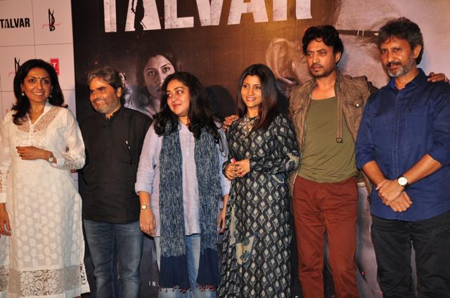 Filmmakers Priti Shahani, Vishal Bhardwaj, Meghna Gulzar, actors Konkona Sen Sharma, Irrfan Khan and Neeraj Kabi during the trailer launch of film Talvar in Mumbai. (IANS) Filmmakers Priti Shahani, Vishal Bhardwaj, Meghna Gulzar, actors Konkona Sen Sharma, Irrfan Khan and Neeraj Kabi during the trailer launch of film Talvar in Mumbai. (IANS)