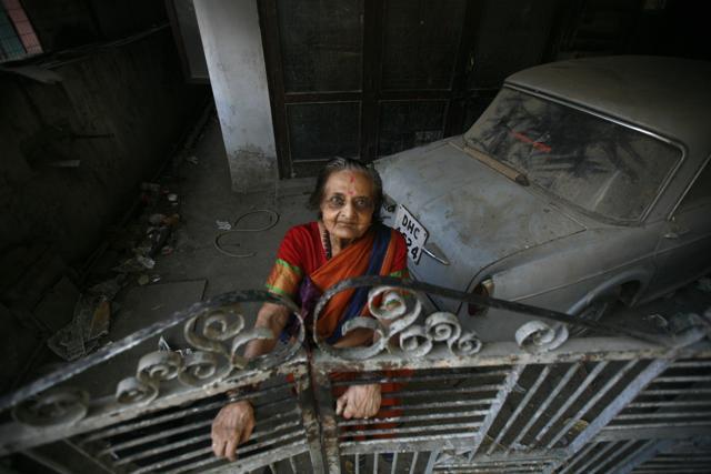 Balgopal now lives on the charity of well wishers. Her old, rusting car can be seen in the background. Balgopal now lives on the charity of well wishers. Her old, rusting car can be seen in the background.