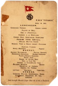 The Titanic’s last lunch menu. (AP)