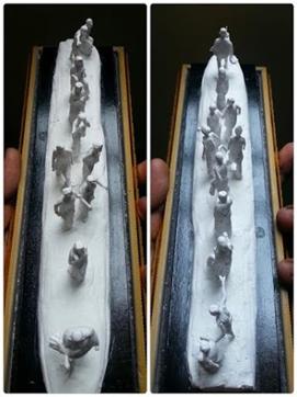 Top view of the Dandi March carving in chalk. (Sachin Sanghe)