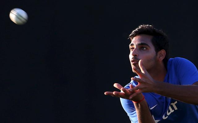 India’s Bhuvneshwar Kumar catches a balll during a practice session ahead of their first Twenty-20 cricket match against South Africa. (REUTERS) India’s Bhuvneshwar Kumar catches a balll during a practice session ahead of their first Twenty-20 cricket match against South Africa. (REUTERS)