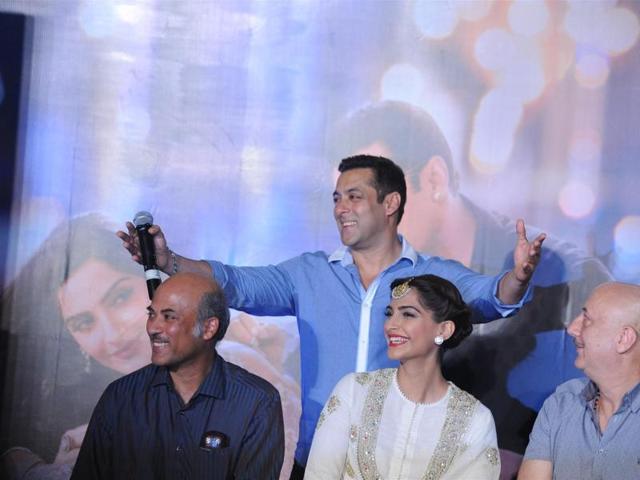 Sooraj Barjatya, Salman Khan, Sonam Kapoor and Anupam Kher talk about their film Prem Ratan Dhan Payo, in Mumbai. (IANS) Sooraj Barjatya, Salman Khan, Sonam Kapoor and Anupam Kher talk about their film Prem Ratan Dhan Payo, in Mumbai. (IANS)