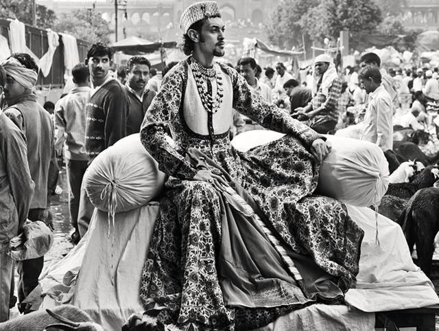 Nishant Peralta, entertainer, poet and spiritual nomad of Indo-Spanish descent. Picture made at the annual market on Bakra Eid at Jama Masjid.  JJ Valaya recreates Delhi’s rich past in these black-and-white images. (JJ Valaya) 