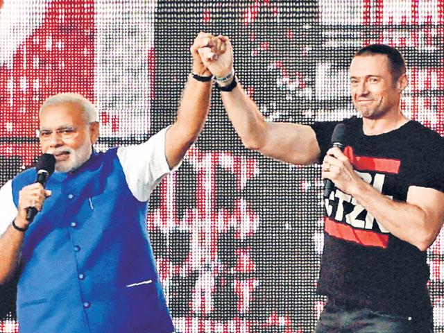 Jackman with Prime Minister Modi in New York last year. (PTI Photo) Jackman with Prime Minister Modi in New York last year. (PTI Photo)