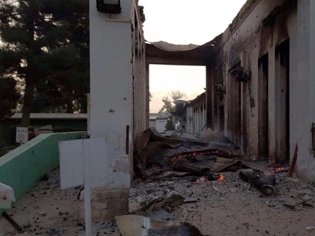 In this photograph released by Medecins Sans Frontieres (MSF) on October 3, 2015, fires burn in part of the MSF hospital in the Afghan city of Kunduz after it was hit by an air strike. (AFP) In this photograph released by Medecins Sans Frontieres (MSF) on October 3, 2015, fires burn in part of the MSF hospital in the Afghan city of Kunduz after it was hit by an air strike. (AFP)