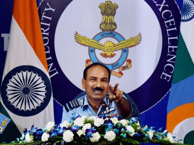 Chief of Indian Air Force (IAF), Air Chief Marshal Arup Raha, addresses a press conference in New Delhi. (PTI) Chief of Indian Air Force (IAF), Air Chief Marshal Arup Raha, addresses a press conference in New Delhi. (PTI)