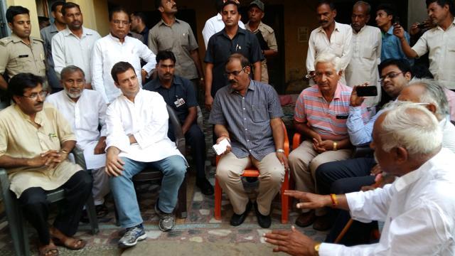 Congress vice president Rahul Gandhi also visited Bisada village on Saturday. (HT Photo)