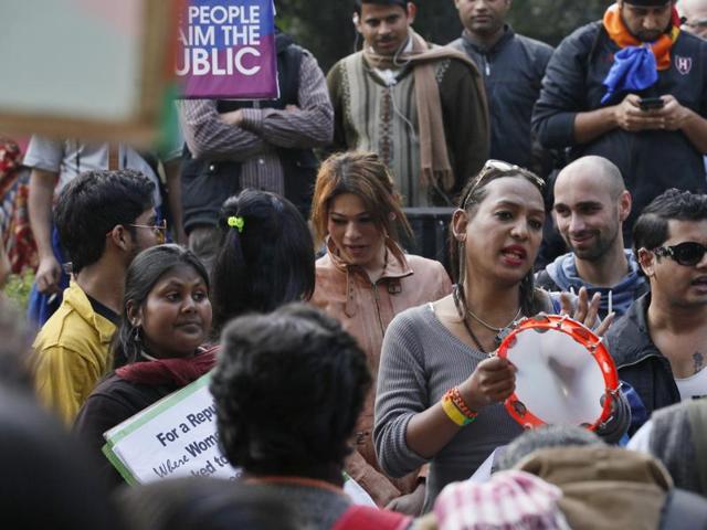 LGBT (lesbian, gay, bisexual and transgender) activists protest against Supreme Court's judgment on Section 377 that upheld section 377 of the Indian Penal Code that criminalizes homosexuality.(Photograph by Raj k Raj/ Hindustan Times) LGBT (lesbian, gay, bisexual and transgender) activists protest against Supreme Court's judgment on Section 377 that upheld section 377 of the Indian Penal Code that criminalizes homosexuality.(Photograph by Raj k Raj/ Hindustan Times)