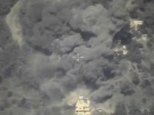 A frame grab taken from footage released by Russia's Defence Ministry October 4, 2015, shows smoke rising after airstrikes carried out by Russian air force. (Ministry of Defence of the Russian Federation/Handout via Reuters)