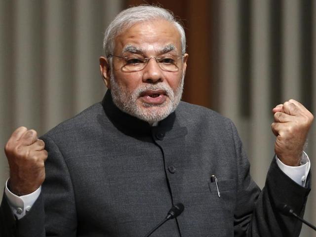 Prime Minister Narendra Modi speaks on the occasion of the 140th birth anniversary of Sardar Vallabhbhai Patel, before flagging off the 'Run for Unity' in New Delhi on Saturday.(PTI Photo) Prime Minister Narendra Modi speaks on the occasion of the 140th birth anniversary of Sardar Vallabhbhai Patel, before flagging off the 'Run for Unity' in New Delhi on Saturday.(PTI Photo)