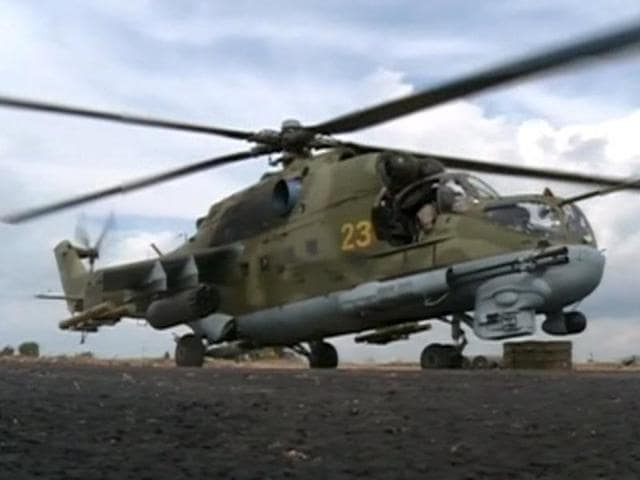 A still image from a October 6, 2015 footage shows a Russian air force helicopter on the tarmac of Heymim air base near the Syrian port town of Latakia. (RURTR via Reuters TV) A still image from a October 6, 2015 footage shows a Russian air force helicopter on the tarmac of Heymim air base near the Syrian port town of Latakia. (RURTR via Reuters TV)