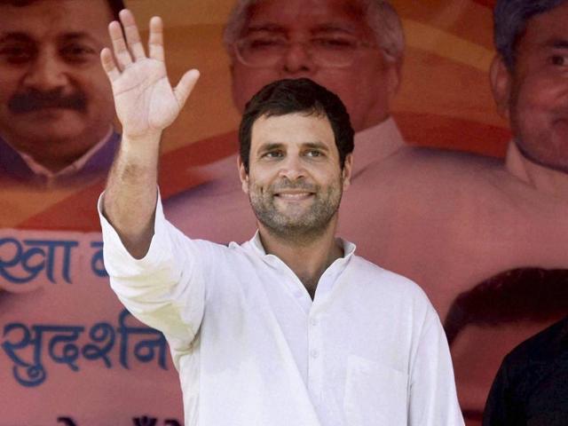 Congress vice-president Rahul Gandhi waves at crowd of supporters during an election rally in Barbigha on Wednesday. (PTI) Congress vice-president Rahul Gandhi waves at crowd of supporters during an election rally in Barbigha on Wednesday. (PTI)