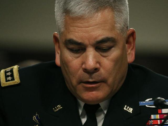 Members of CodePink protest the deadly American attack on a hospital in northern Afghanistan as US Forces-Afghanistan Resolute Support Mission Commander Gen. John Campbell, right, testifies on Capitol Hill in Washington. (AP Photo) Members of CodePink protest the deadly American attack on a hospital in northern Afghanistan as US Forces-Afghanistan Resolute Support Mission Commander Gen. John Campbell, right, testifies on Capitol Hill in Washington. (AP Photo)