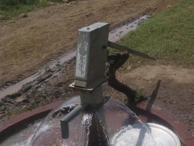 The underground activity has caused water to come bursting out of hand pumps in the village.(Rajesh Bhatia/HT photo) The underground activity has caused water to come bursting out of hand pumps in the village.(Rajesh Bhatia/HT photo)