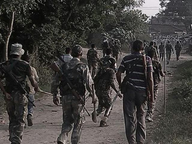 Police action after violence during the "Bhoot Mela"(Ghost fair) at Chatarpur in Palamu in Jharkhand on Wednesday. (HT Photo) Police action after violence during the "Bhoot Mela"(Ghost fair) at Chatarpur in Palamu in Jharkhand on Wednesday. (HT Photo)