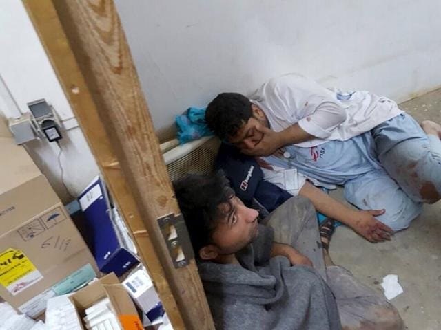 Afghan staff react inside a Medecins Sans Frontieres (MSF) hospital after an air strike. (REUTERS) Afghan staff react inside a Medecins Sans Frontieres (MSF) hospital after an air strike. (REUTERS)
