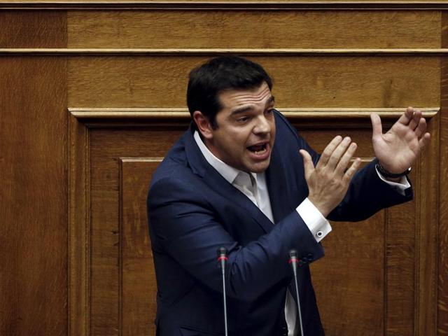 Greek Prime Minister Alexis Tsipras delivers a speech during a parliamentary session before a vote of confidence at the parliament building in Athens, Greece. (Reuters Photo) Greek Prime Minister Alexis Tsipras delivers a speech during a parliamentary session before a vote of confidence at the parliament building in Athens, Greece. (Reuters Photo)