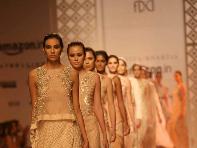 Models showcase the creation of fashion designer Kavita Bhartia. (IANS) Models showcase the creation of fashion designer Kavita Bhartia. (IANS)