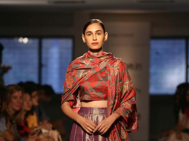 Crop and rock: Indo-western touch by fashion designer Sanjay Garg during the Amazon India Fashion Week 2015. (IANS) Crop and rock: Indo-western touch by fashion designer Sanjay Garg during the Amazon India Fashion Week 2015. (IANS)