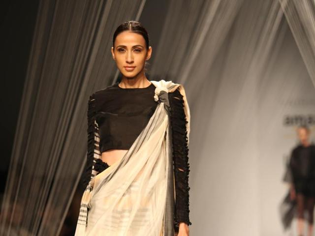 A ‘peak-a-boo’ slit sleeve blouse, one of the creations of fashion designer Vaishali S. (IANS) A ‘peak-a-boo’ slit sleeve blouse, one of the creations of fashion designer Vaishali S. (IANS)