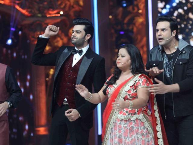 Show host Manish Pal, with Krishna Abhishek and stand-up comedian Bharti Singh at their funny best during the show. (IANS)