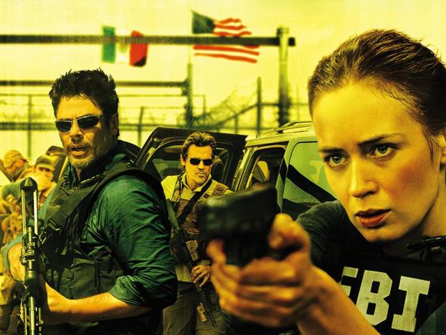 Benicio del Toro, Josh Brolin and Emily Blunt in Sicario.(Lionsgate)