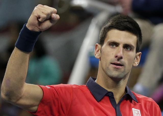 Novak Djokovic of Serbia celebrates after defeating John Isner of the United States in the quarterfinal match of the China Open at the National Tennis Stadium in Beijing, on October 9, 2015. (AP Photo) Novak Djokovic of Serbia celebrates after defeating John Isner of the United States in the quarterfinal match of the China Open at the National Tennis Stadium in Beijing, on October 9, 2015. (AP Photo)