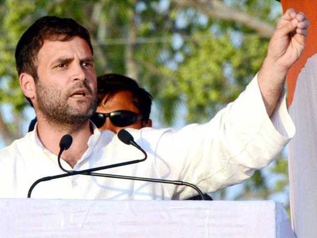 Congress vice-president Rahul Gandhi addresses an election rally in Aurangabad, Bihar. (PTI)