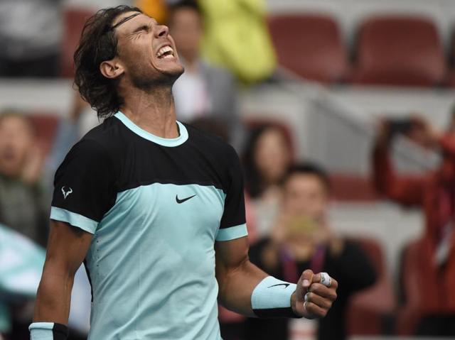 Rafael Nadal of Spain after his victory over Jack Sock of the US in their men's singles quarter-final at the China Open in Beijing, on October 9, 2015. (AFP Photo) Rafael Nadal of Spain after his victory over Jack Sock of the US in their men's singles quarter-final at the China Open in Beijing, on October 9, 2015. (AFP Photo)
