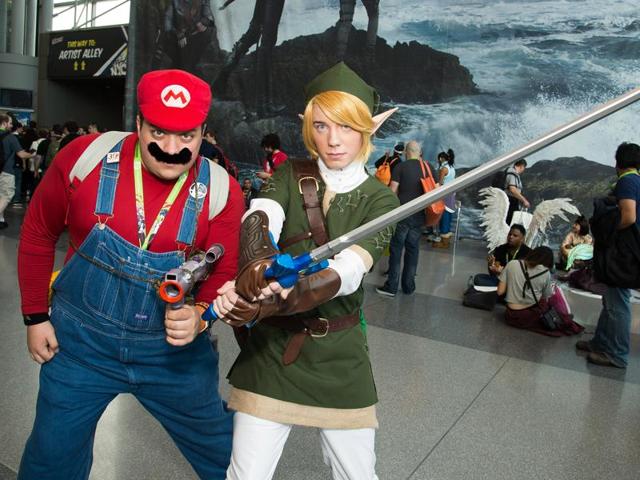 Video game characters Mario and Link at the NYCC. (AP)