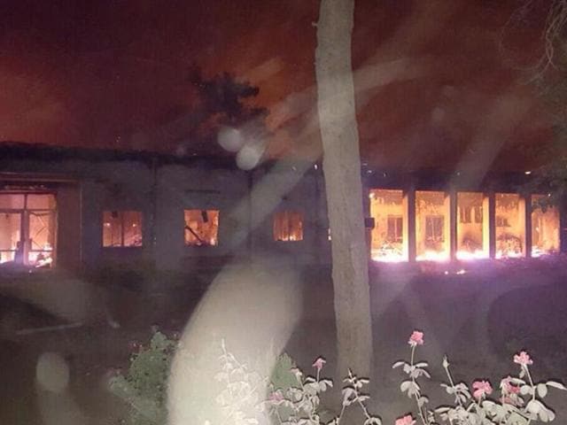 In this Saturday, October 3, 2015 file photo, the Doctors Without Borders hospital is in flames in Kunduz, Afghanistan, after being hit by a US airstrike. (AP) In this Saturday, October 3, 2015 file photo, the Doctors Without Borders hospital is in flames in Kunduz, Afghanistan, after being hit by a US airstrike. (AP)