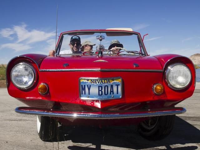 A 1964 Amphicar driven by James Spear of Henderson, Nevada. The amphicars took a trip to the Hoover Dam during the first Las Vegas Amphicar Swim-in at Lake Mead. The German-made Amphicar was produced from 1961-1968. (REUTERS)