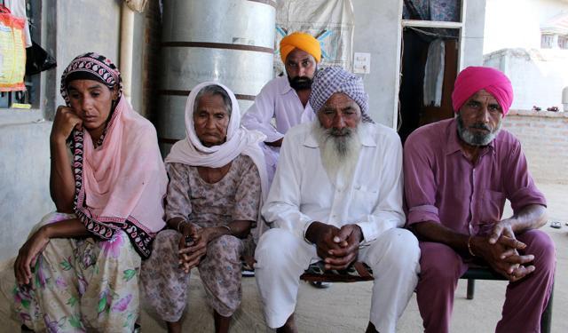 The wife (left), parents and brothers of Charnjeet Singh in Banawali village, Mansa. (Sanjeev Sharma/HT) The wife (left), parents and brothers of Charnjeet Singh in Banawali village, Mansa. (Sanjeev Sharma/HT)