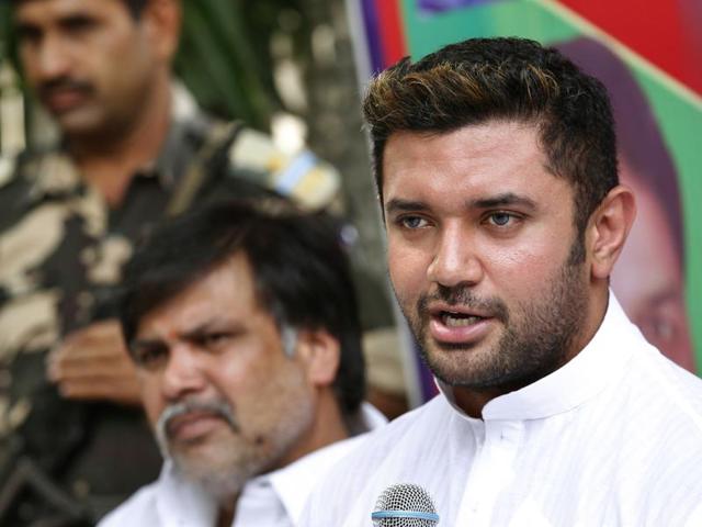 Chirag Paswan, Lok Janshakti Party (LJP) announcing the LJP candidates names for Bihar elections during a press conference. (Ajay Aggarwal/ HT Photo) Chirag Paswan, Lok Janshakti Party (LJP) announcing the LJP candidates names for Bihar elections during a press conference. (Ajay Aggarwal/ HT Photo)