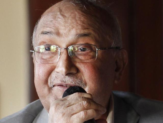 File photo of Communist Party of Nepal (Unified Marxist–Leninist) leader Khadga Prasad Oli (Centre) speaks during a press meet in Kathmandu, Nepal. Oli was elected the prime minister of Nepal on October 11, 2015. (AP) File photo of Communist Party of Nepal (Unified Marxist–Leninist) leader Khadga Prasad Oli (Centre) speaks during a press meet in Kathmandu, Nepal. Oli was elected the prime minister of Nepal on October 11, 2015. (AP)