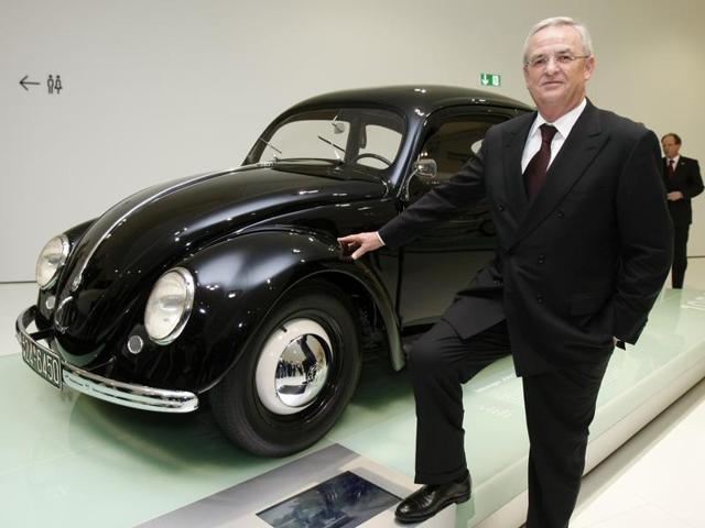 Martin Winterkorn, CEO of Volkswagen AG, poses next to a Volkswagen Beetle from 1950 during the inauguration of the new Porsche museum in Stuttgart, Germany. (AP File Photo) Martin Winterkorn, CEO of Volkswagen AG, poses next to a Volkswagen Beetle from 1950 during the inauguration of the new Porsche museum in Stuttgart, Germany. (AP File Photo)