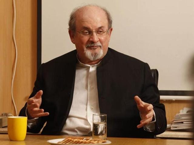 A file photo from 2013: Writer Salman Rushdie speaking at the HT house in New Delhi.(Raj K Raj/Hindustan Times)