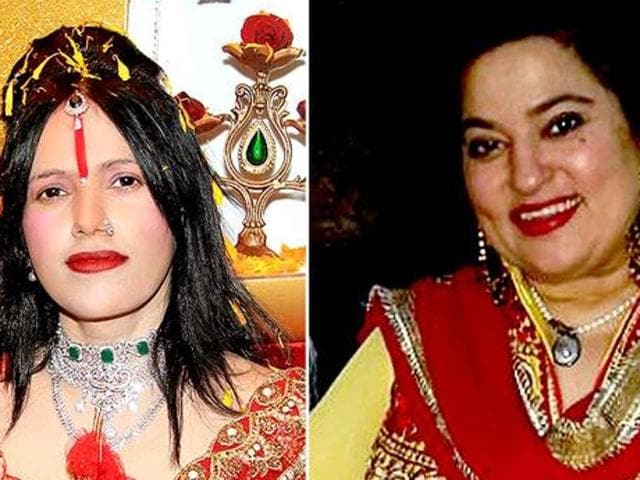 In fresh trouble for Radhe Maa, Bollywood actress Dolly Bindra on Monday accused the self-styled godwoman of sexually exploiting her.(HT Photo)