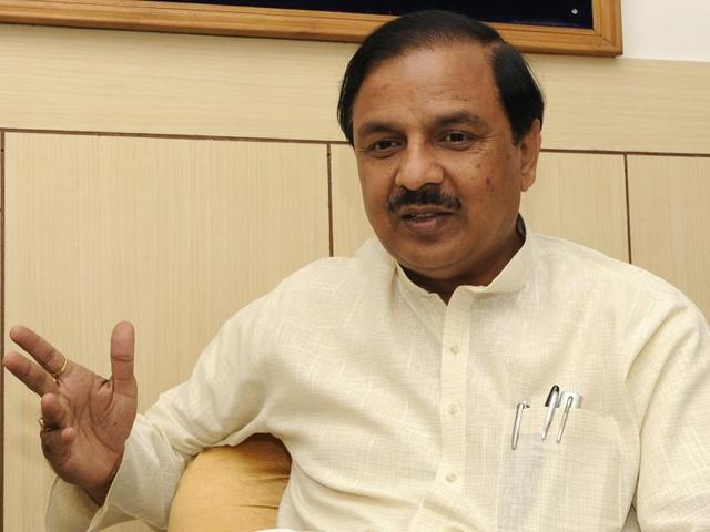 Gautam Budh Nagar MP, Mahesh Sharma, speaks during an interview with Hindustan Times at his office, in Noida.(Burhaan Kinu/HT Photo)