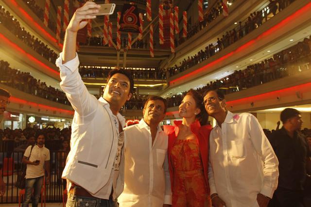 Filmmakers Abbas and Mastan with actors Kapil Sharma and Elli Avram during the promotion of their upcoming film Kis Kisko Pyar Karu in Mumbai. (IANS) Filmmakers Abbas and Mastan with actors Kapil Sharma and Elli Avram during the promotion of their upcoming film Kis Kisko Pyar Karu in Mumbai. (IANS)