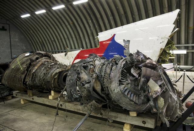 Wreckage of the MH17 airplane is seen after the presentation of the final report into the crash of July 2014 of Malaysia Airlines flight MH17 over Ukraine in Gilze Rijen, the Netherlands. (REUTERS) Wreckage of the MH17 airplane is seen after the presentation of the final report into the crash of July 2014 of Malaysia Airlines flight MH17 over Ukraine in Gilze Rijen, the Netherlands. (REUTERS)